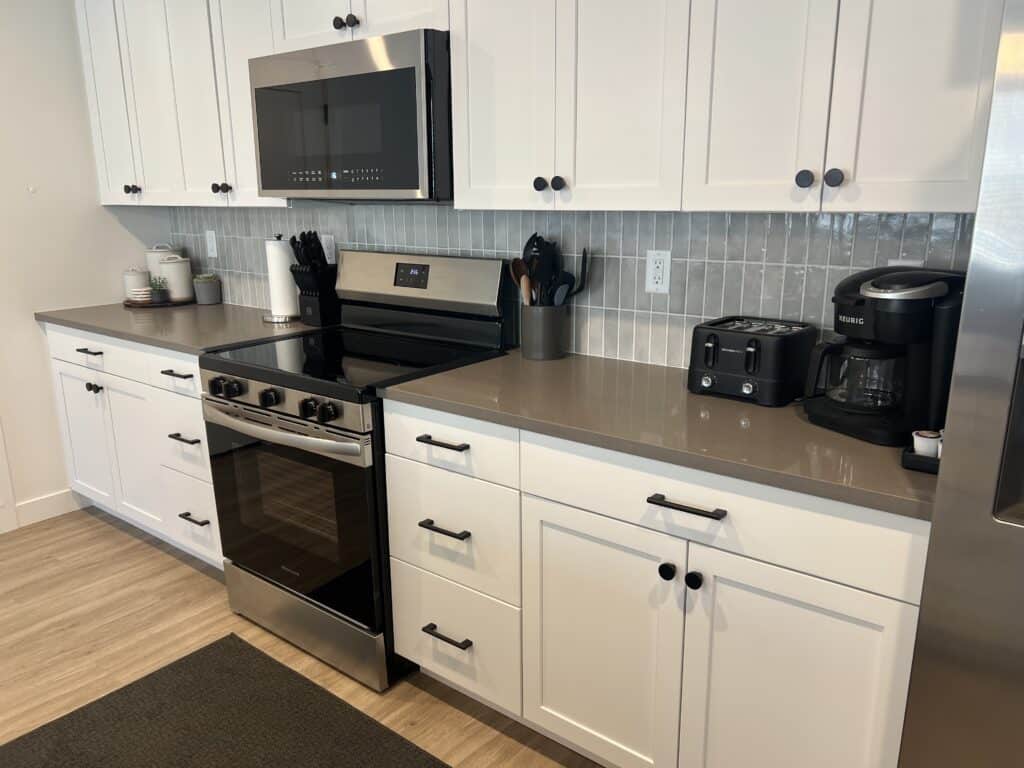 Modern kitchen with stainless steel appliances