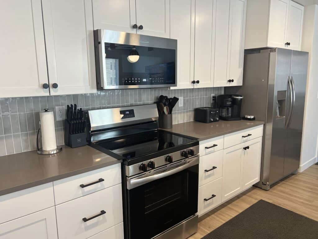 Modern kitchen with stainless steel appliances